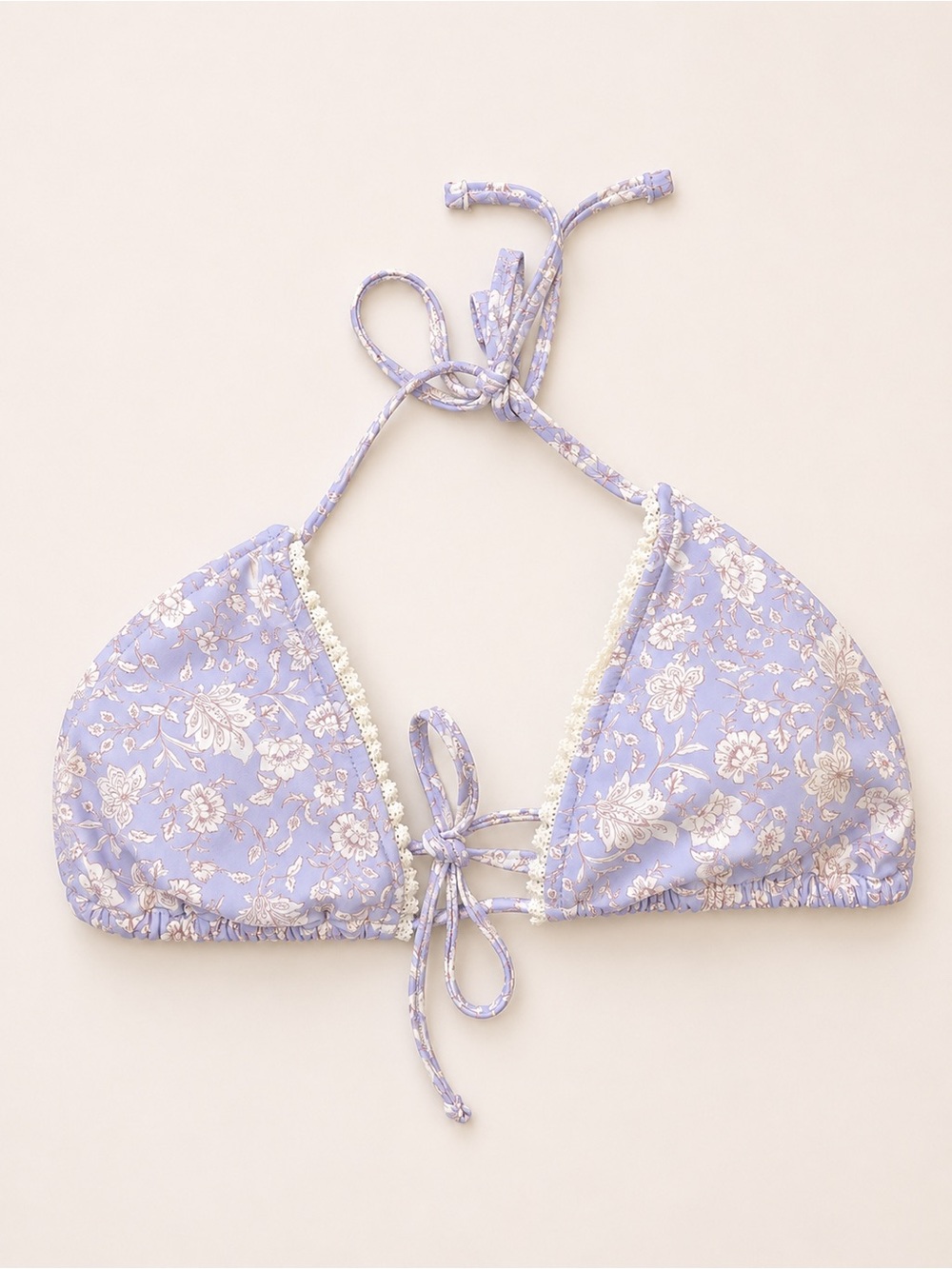 Shade & Shore Lavender Floral Triangle Bikini Top